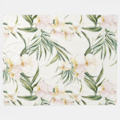 Tropische witte orchidee bloemen fleece deken (Voorkant (Horizontaal))