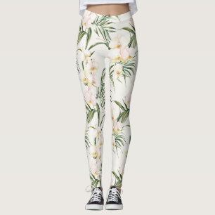 Tropische witte orchidee bloemen leggings