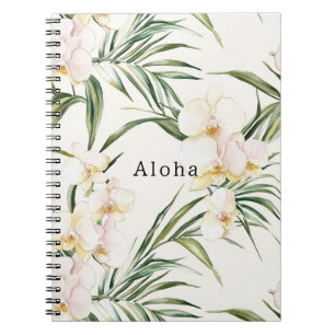 Tropische witte orchidee bloemen notitieboek