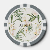 Tropische witte orchidee bloemen poker chips (Voorkant)
