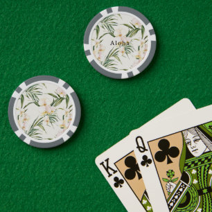 Tropische witte orchidee bloemen poker chips