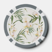 Tropische witte orchidee bloemen poker chips (Achterkant)