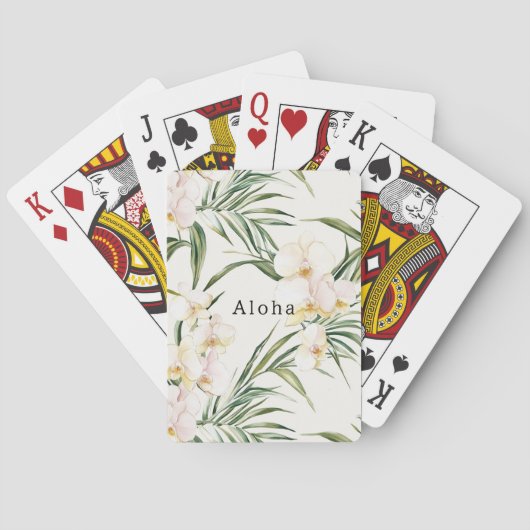 Tropische witte orchidee bloemen pokerkaarten (Achterkant)