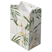 Tropische witte orchidee bloemen Vrijgezellenfeest Medium Cadeauzakje (Voorkant Gekanteld)