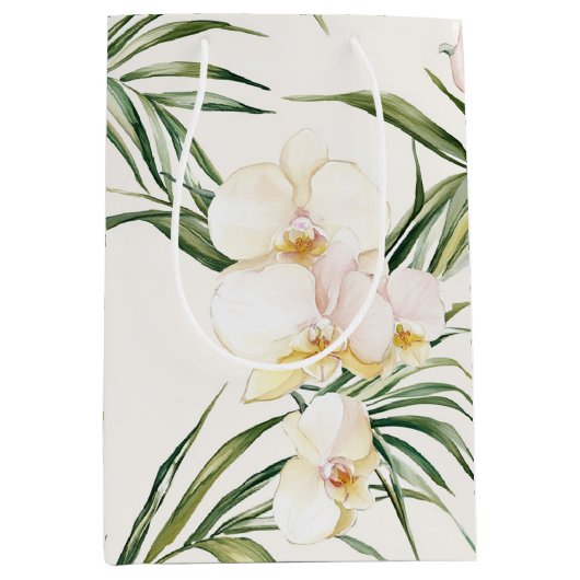 Tropische witte orchidee bloemen Vrijgezellenfeest Medium Cadeauzakje (Voorkant)