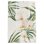 Tropische witte orchidee bloemen Vrijgezellenfeest Medium Cadeauzakje (Achterkant)