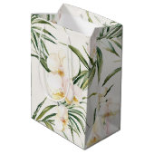 Tropische witte orchidee bloemen Vrijgezellenfeest Medium Cadeauzakje (Achterkant Gekanteld)