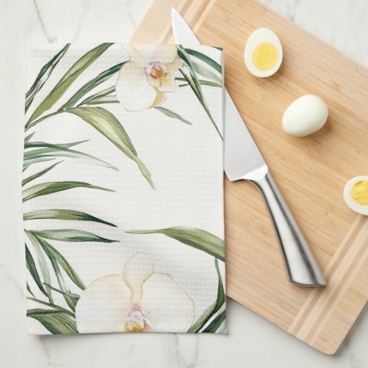 Tropische witte orchidee bloemen Vrijgezellenfeest Theedoek (Quarter Fold)