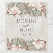 Tropische witte orchidee bloemenstrand woestijn br wijn etiket (Enkel label)