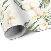 Tropische witte orchideeën bruidsdouche cadeaupapier (Rol Hoek)