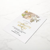 Tropische witte orchideeën bruiloft goudolie folie uitnodiging (Gedraaid)
