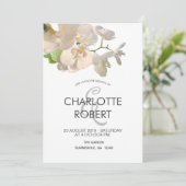 Tropische witte orchideeën bruiloft kaart (Staand voorkant)