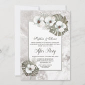 Tropische witte orchideeën bruiloft na partij kaart (Voorkant)