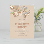 Tropische witte orchideeën Roos Gold Wedding Folie Uitnodiging (Staand Voorkant)