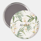 Tropische witte orchideeënbloemen magneet (Voorkant / Achterkant)