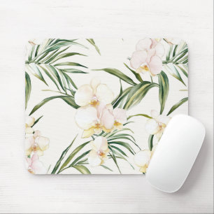 Tropische witte orchideeënbloemen muismat
