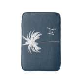 Tropische witte palmboom Elegant Monogram Badmat (Voorkant Verticaal)