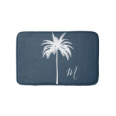 Tropische witte palmboom Elegant Monogram Badmat (Voorkant)