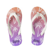 Tropische witte palmboom Oranje en Paars aangepast Kinder Teenslippers (Voetbed)