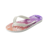 Tropische witte palmboom Oranje en Paars aangepast Kinder Teenslippers (Schuin)