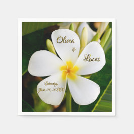 Tropische Witte Plumeria - Nieuw begin - Weddensch Servet