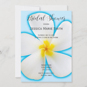 Tropische witte plunjakie op blauw, Floral, Bridal Kaart
