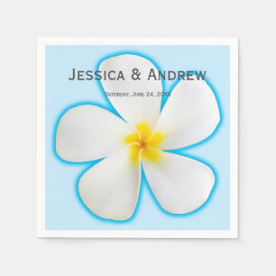 Tropische, witte plunjka op blauw, Floral, Napkins Servet