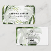 Tropische, witte zeep met botanische wand en zegen visitekaartje (Voorkant / Achterkant)