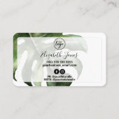 Tropische, witte zeep met botanische wand en zegen visitekaartje (Achterkant)