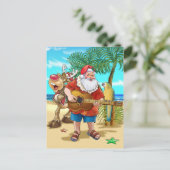 Tropische X-mas, Kerstman op het strand Feestdagenkaart (Staand voorkant)