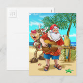 Tropische X-mas, Kerstman op het strand Feestdagenkaart (Voorkant / Achterkant)
