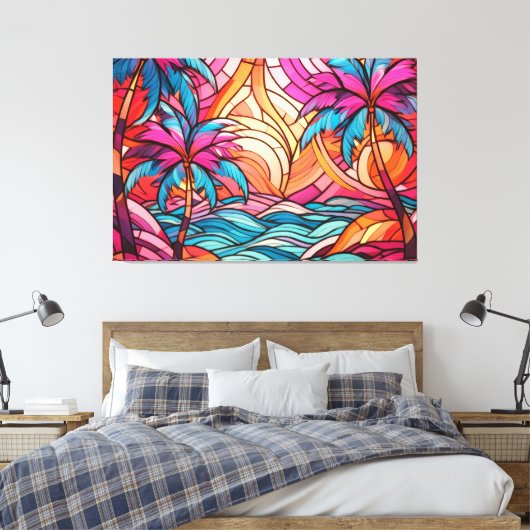 Tropische XL kunst Canvas Afdruk (Insitu (Slaapkamer))