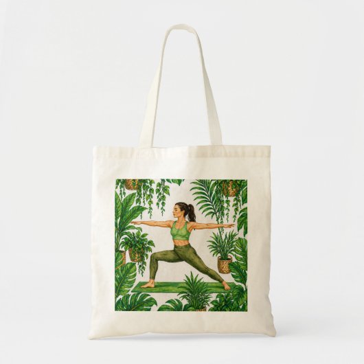 Tropische Yoga Warrior Pose Tote Bag (Voorkant)