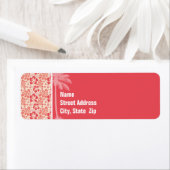 Tropische zalm & koraal roze bloemenpatroon etiket (Insitu)