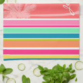 Tropische zalmroze en seafoam Green Theedoek (Gevouwen)