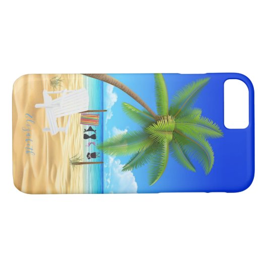 Tropische Zand Beach Scene Gepersonaliseerde Naam Case-Mate iPhone Case (Achterkant (Horizontaal))