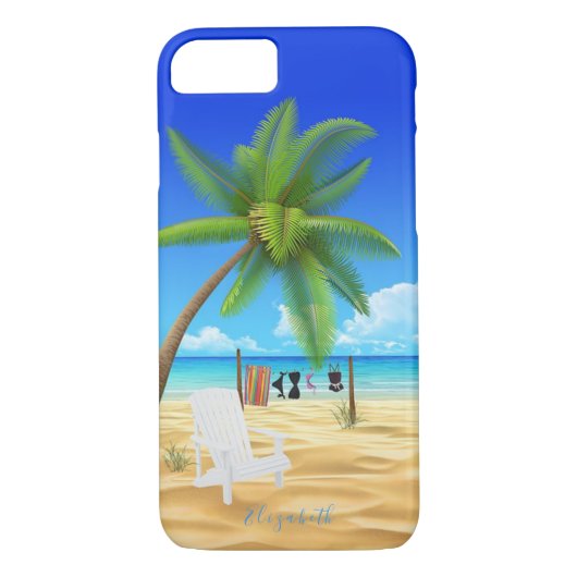 Tropische Zand Beach Scene Gepersonaliseerde Naam Case-Mate iPhone Case (Achterkant)