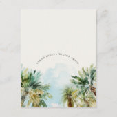 Tropische zandband palmbomen bruiloft Detail Informatiekaartje (Achterkant)