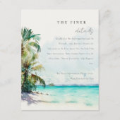 Tropische zandband palmbomen bruiloft Detail Informatiekaartje (Voorkant)