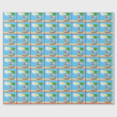 Tropische zandman met kerstcadeaus cadeaupapier (Vlak)