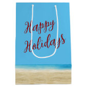 Tropische zandman met kerstcadeaus medium cadeauzakje (Achterkant)