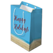 Tropische zandman met kerstcadeaus medium cadeauzakje (Achterkant Gekanteld)