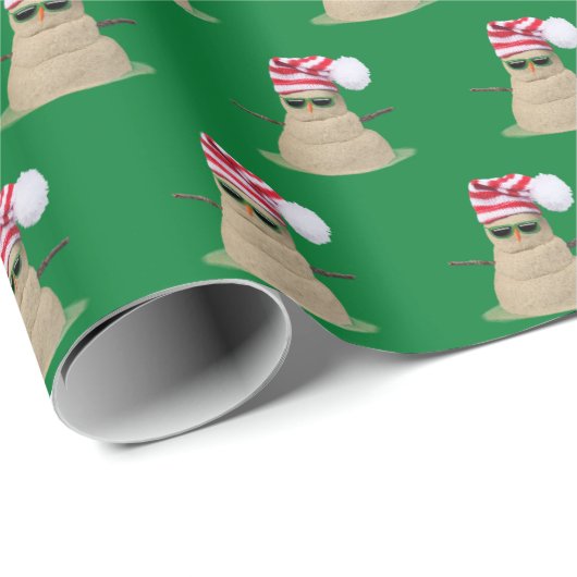 Tropische zandsneeuwman op het strand cadeaupapier (Rol Hoek)