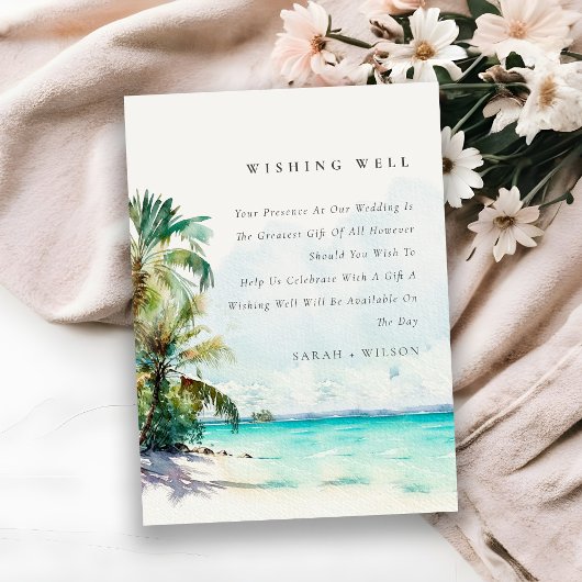 Tropische zandstralen palmbomen bruiloft goed informatiekaartje