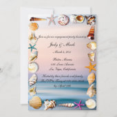 Tropische zandstrand en Seashell Engagement Party Kaart (Voorkant)