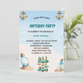 Tropische zandstrand fles zomerverjaardag kaart (Staand voorkant)