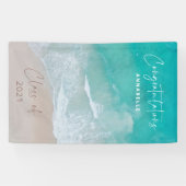 Tropische zandstrand oceaan afstuderen gefelicitee spandoek (Horizontaal)