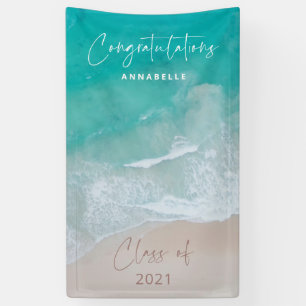 Tropische zandstrand oceaan afstuderen gefelicitee spandoek