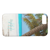Tropische zandstrand van Turquoise Monogram palmbo Case-Mate iPhone Case (Achterkant (Horizontaal))