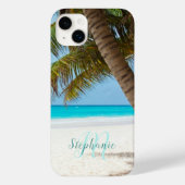 Tropische zandstrand van Turquoise Monogram palmbo Case-Mate iPhone Case (Achterkant)